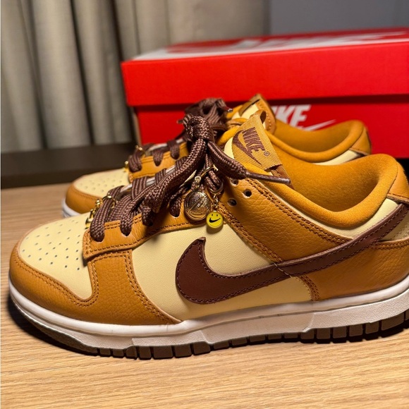 Nike Retro Dunk Low Dessert Ochre Sneakers with Cherry Charm - Picture 6 of 9